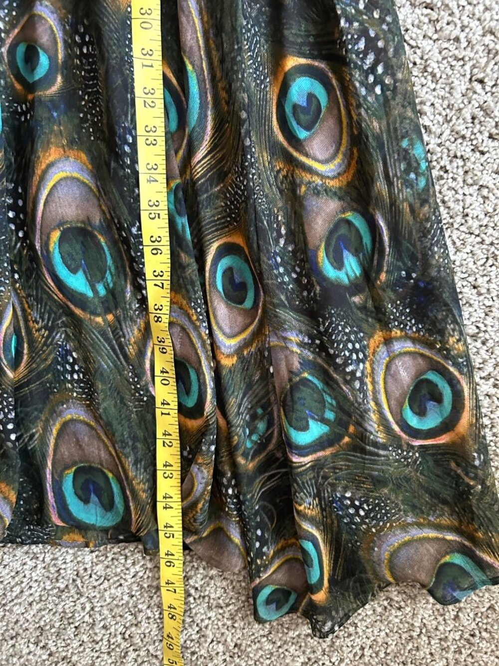 Show Me Your Mumu Women's Sz L Peacock Feather Print Maxi Skirt - Picture 9 of 10